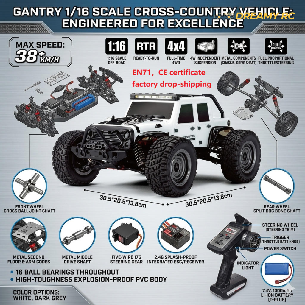 1:16 Scale 4WD High-Speed RC Jeep – Off-Road Remote Control Car