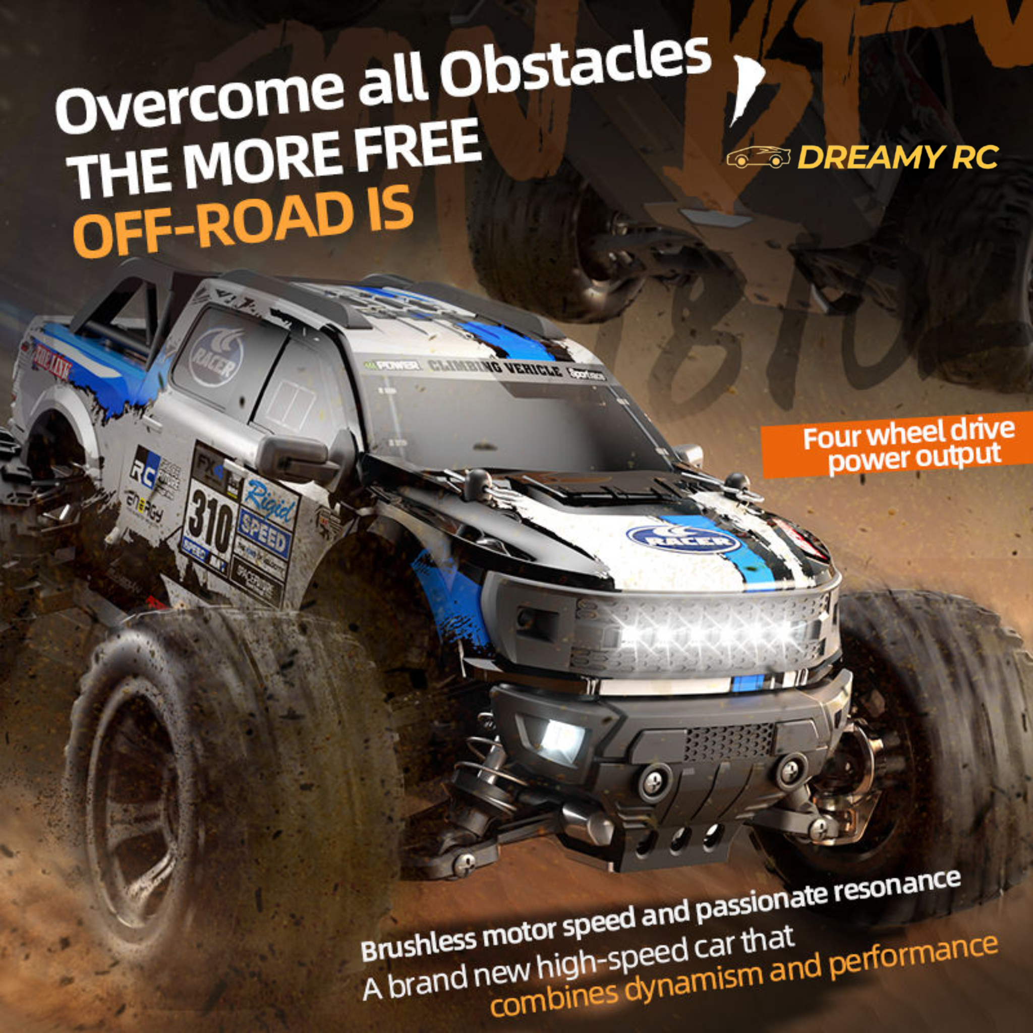 1:18 Scale 4WD RC Monster Truck – High-Speed Off-Road Remote Control Car
