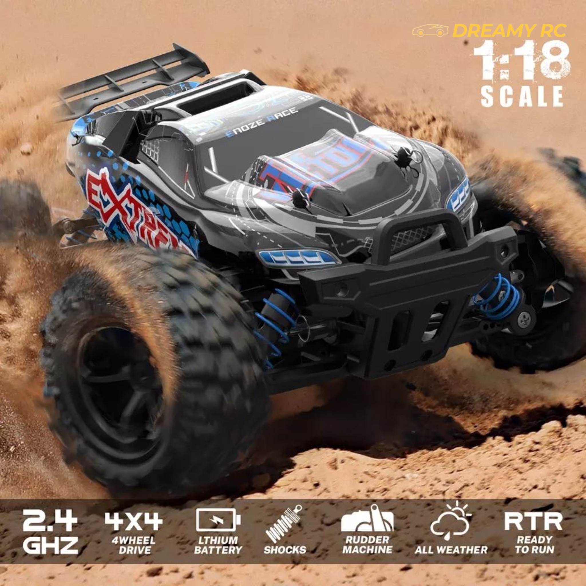 1:18 Scale 4WD Rock Crawler RC Car – Electric Off-Road Vehicle