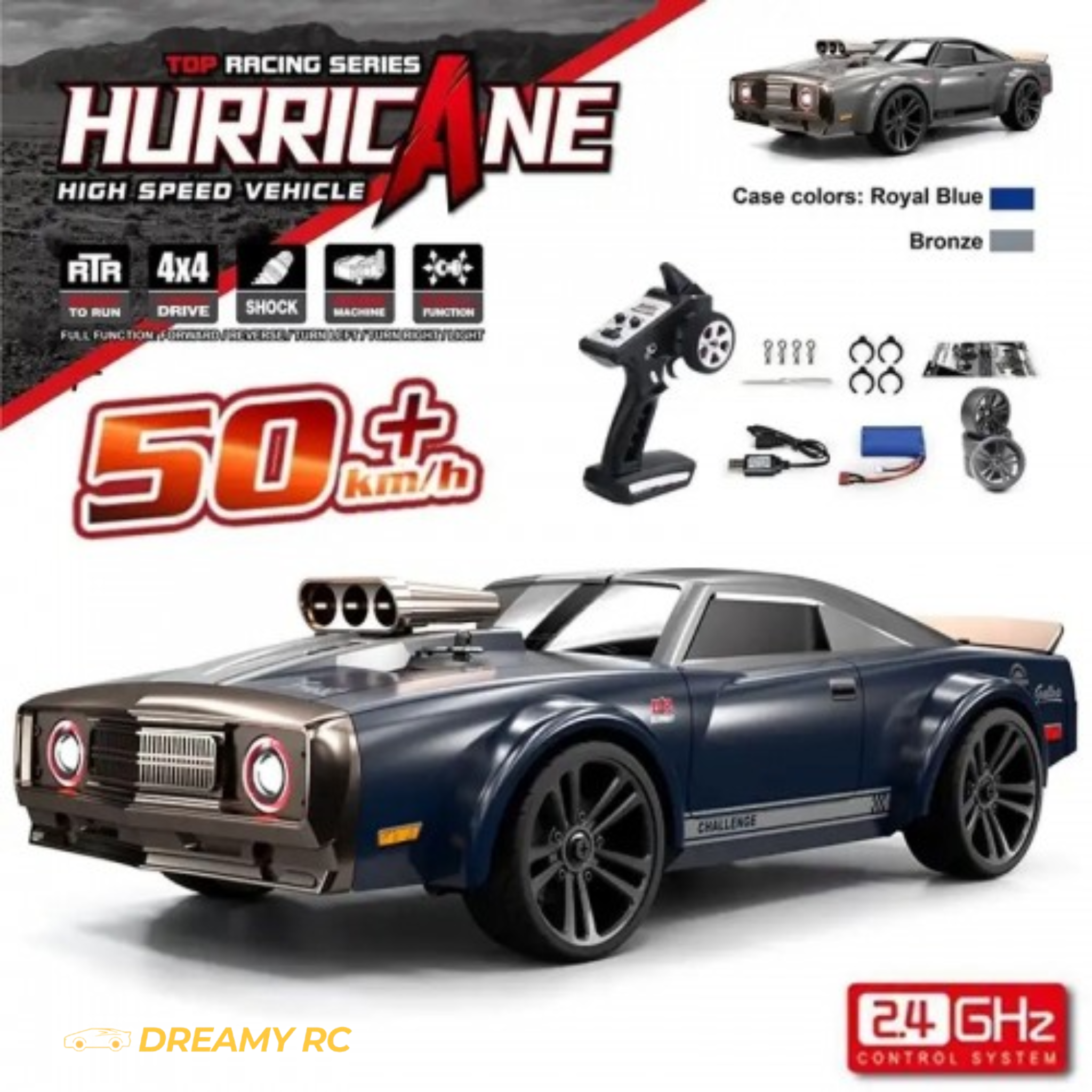 1:16 4WD RC Drift Car – 40 km/h High-Speed Remote Control Racing Car with LED Lights