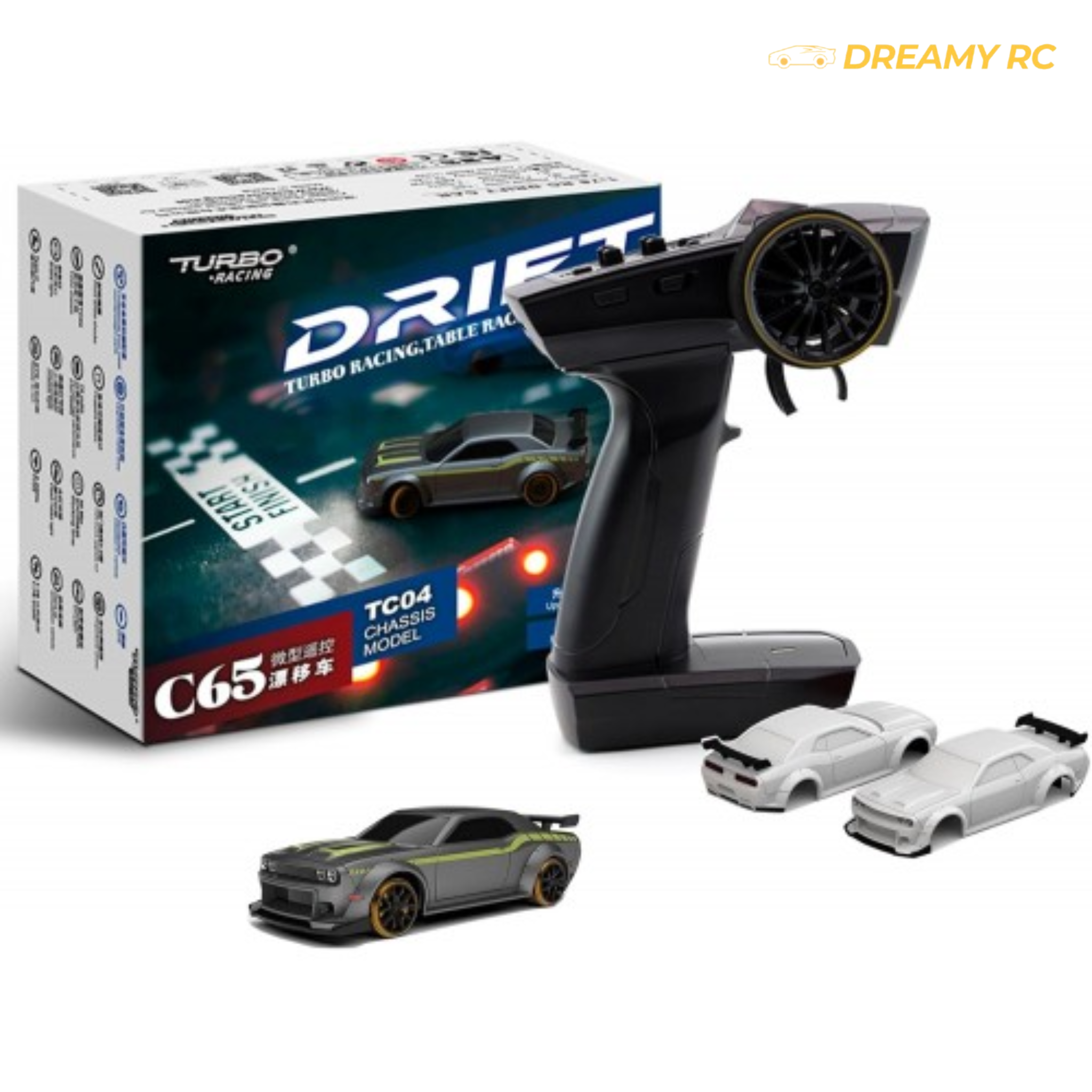 Turbo Racing 1:76 Scale RC Drift Car with Gyro – Mini Full Proportional Remote Control Car