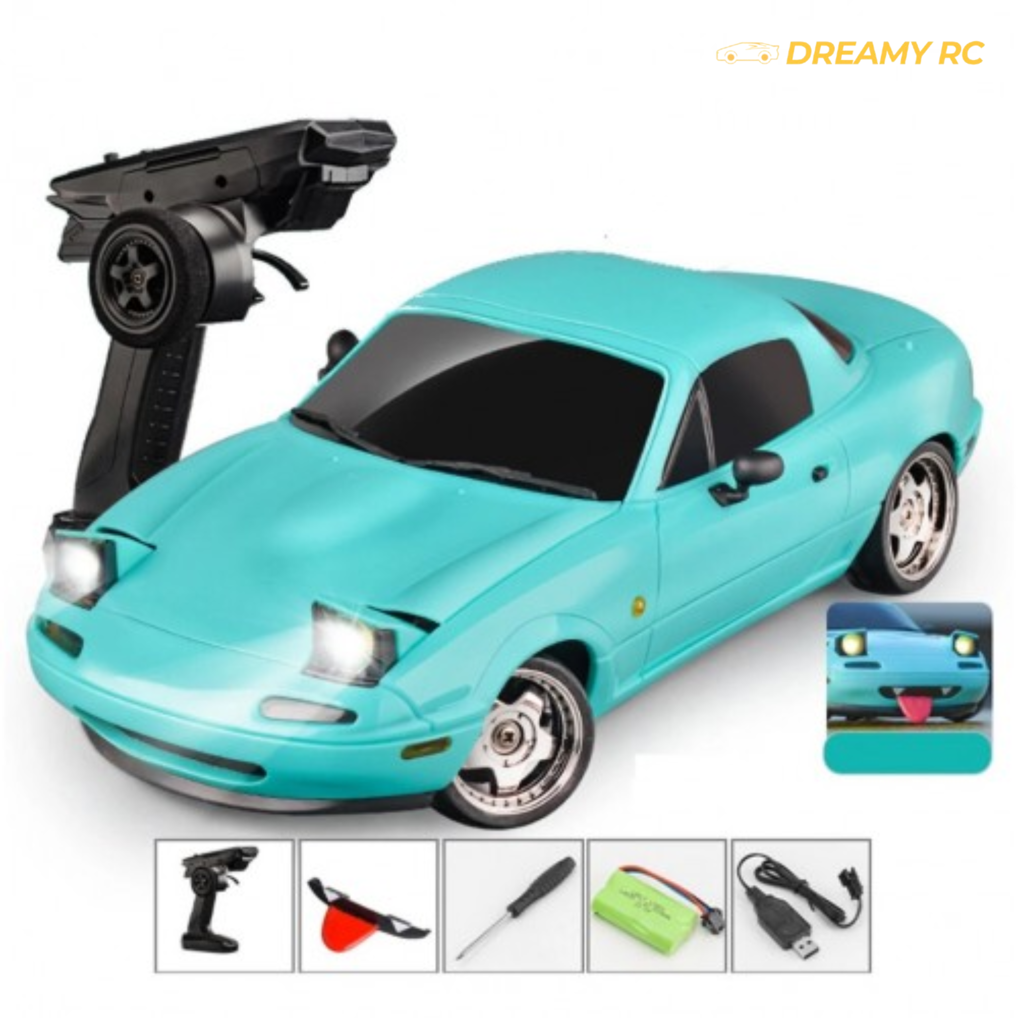 LDRC 1804 1:18 Scale RWD RC Drift Car – Full Proportional 2.4GHz Racing Car with Gyro & LED Lights