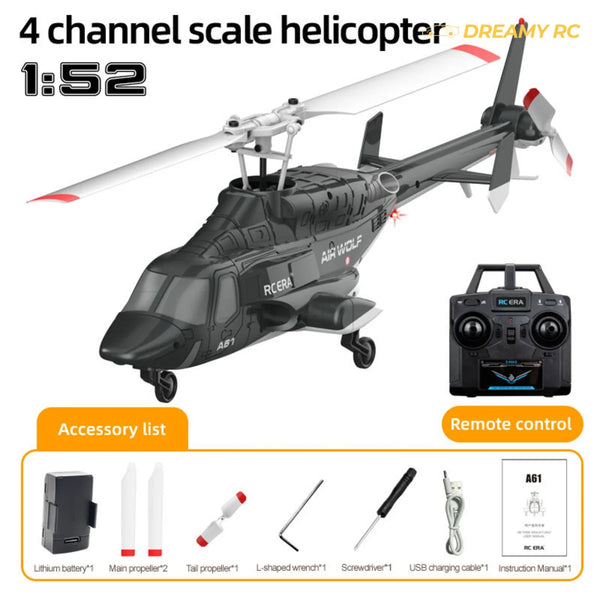1:53 Scale Air-Wolf 4CH RC Helicopter – 6-Axis Gyro Electric Remote Control