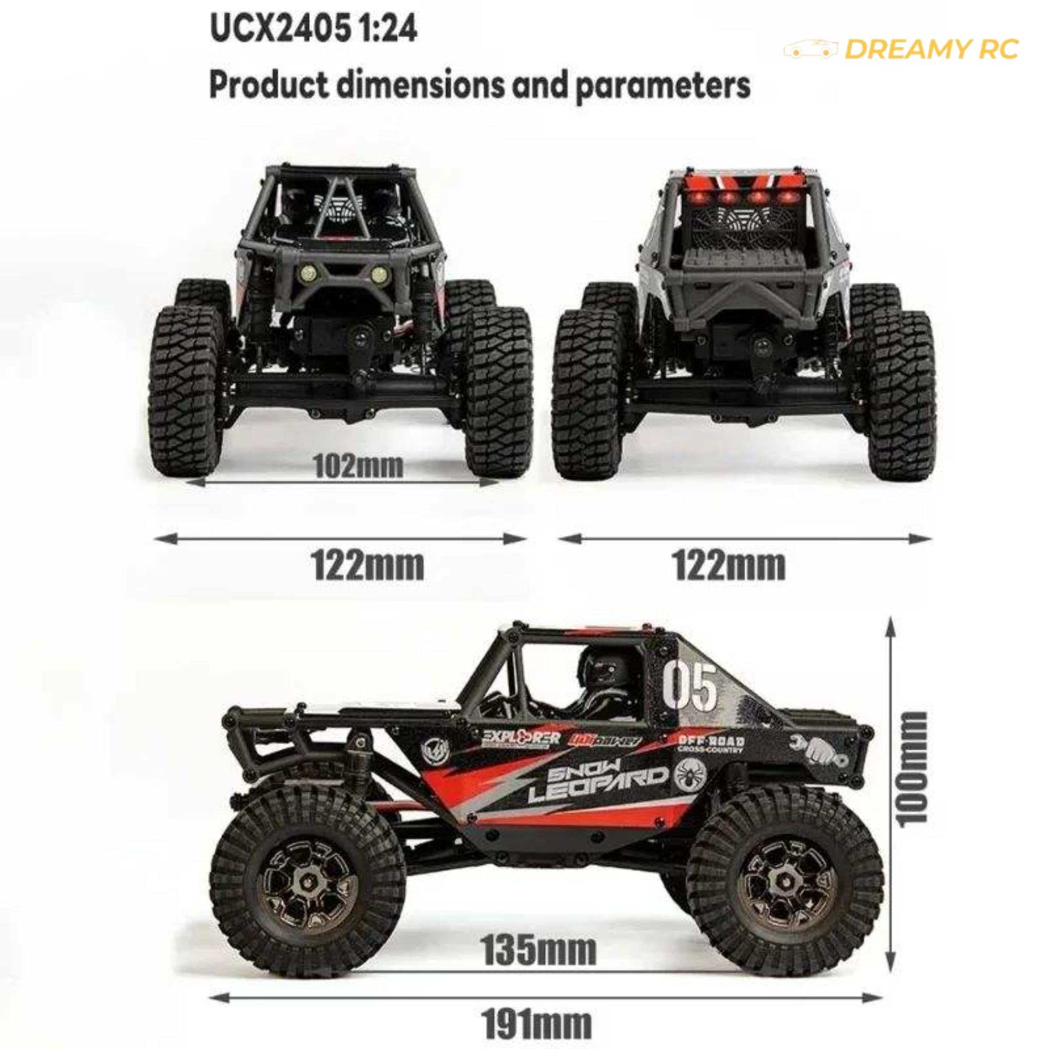 1:24 Scale Brushless 4WD RC Rock Crawler – Mini Off-Road Remote Control Car with LED Lights