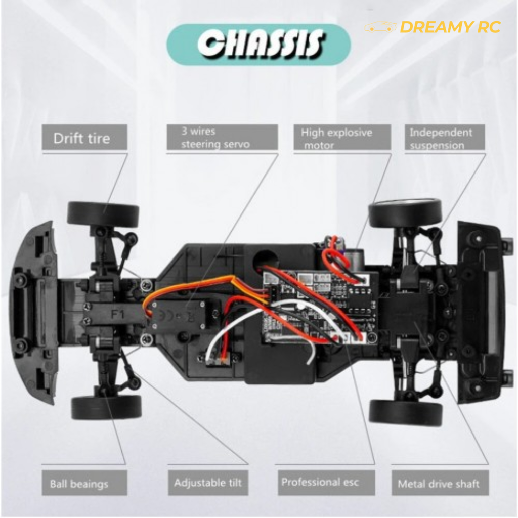 LDRC 1804 1:18 Scale RWD RC Drift Car – Full Proportional 2.4GHz Racing Car with Gyro & LED Lights