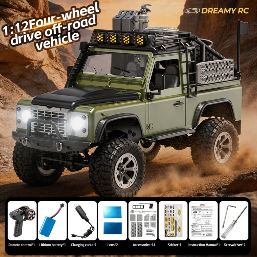 1:12 Scale 4WD Rock Crawler RC Car with LED Lights – Off-Road Remote Control Vehicle