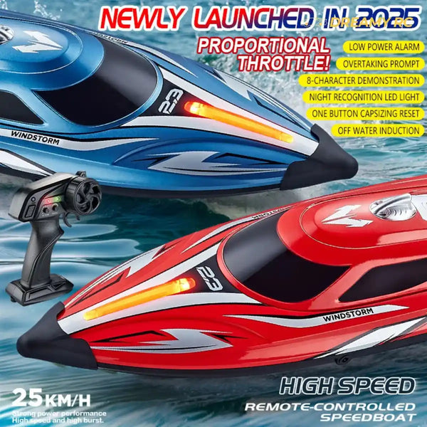 High-Speed Waterproof RC Boat – Electric Speedboat with Navigation Lights