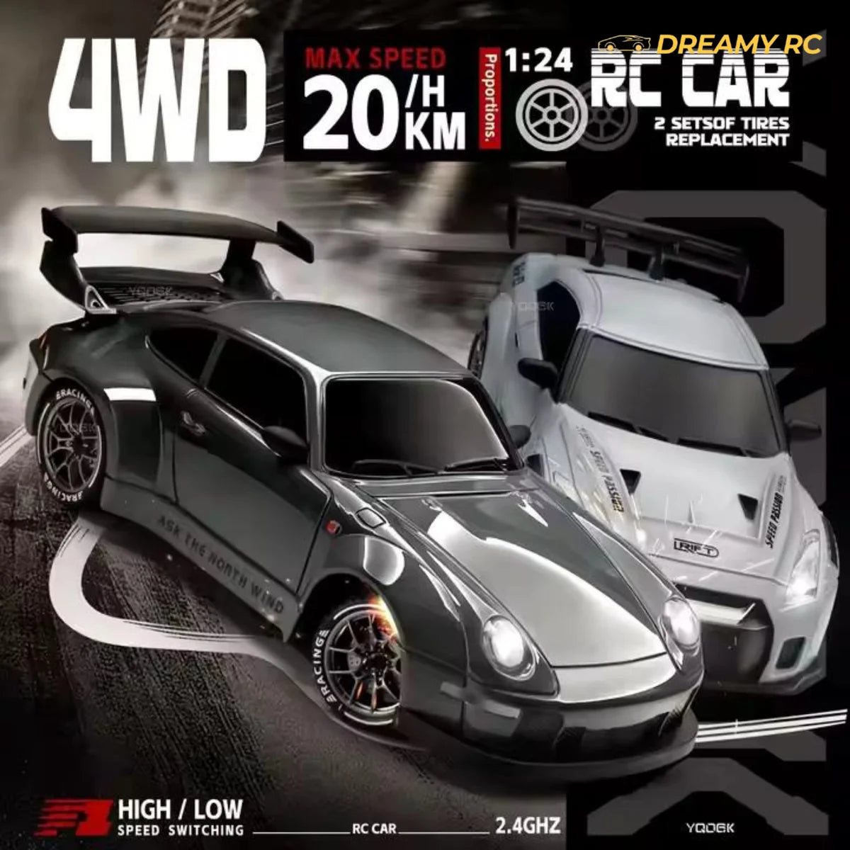 1:24 Scale 4WD Drift RC Car – Mini Electric Remote Control Sports Racing Car