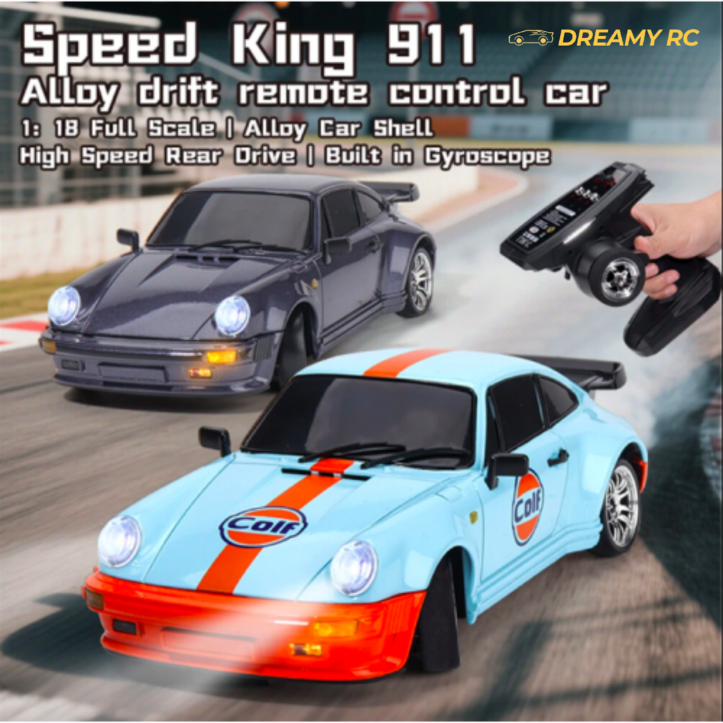 LDRC 1898 1:18 Scale RWD Drift RC Car – Full Proportional Alloy Racing Car with Gyro & LED Lights