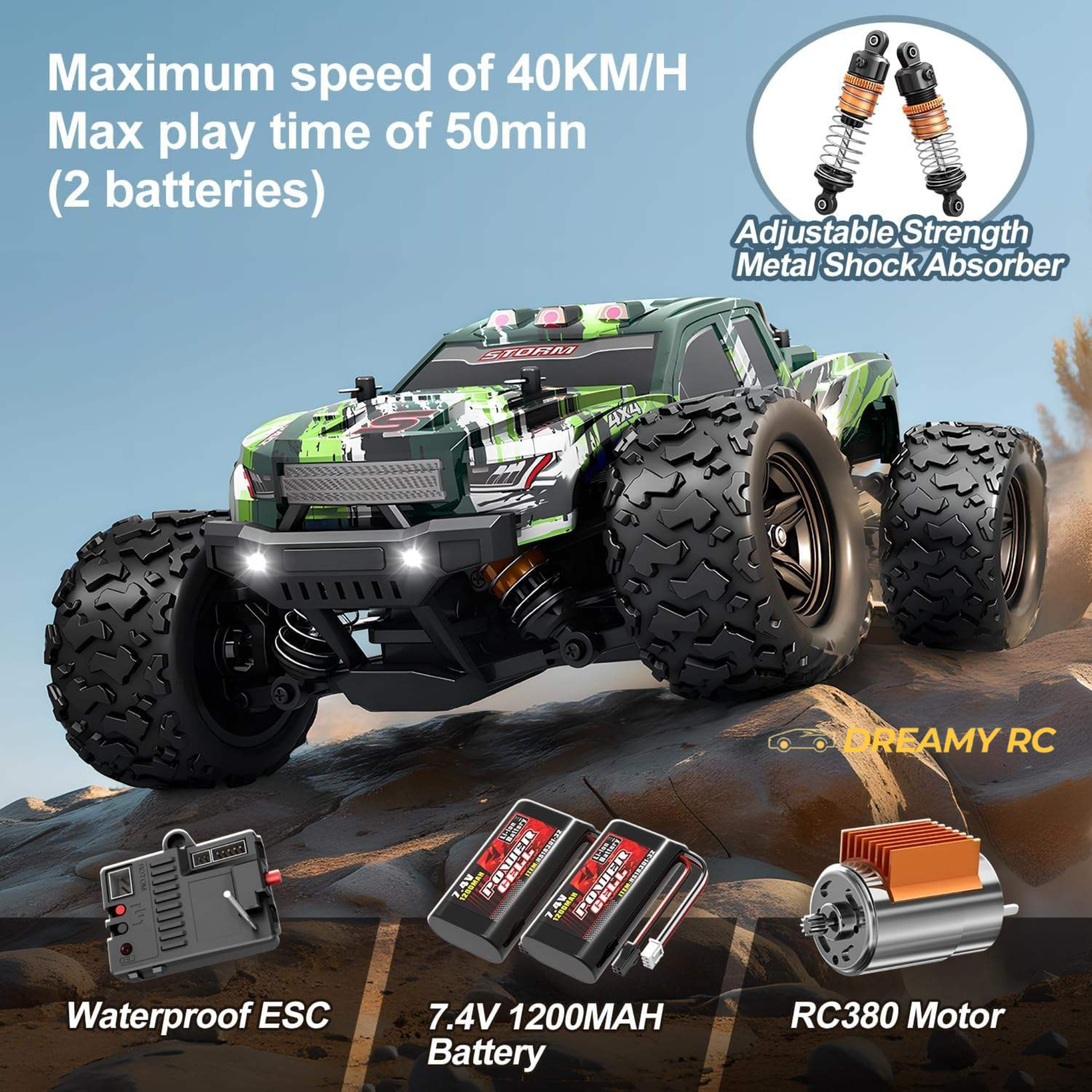 1:18 Scale 4WD High-Speed Waterproof Off-Road  Rock Crawler RC Car