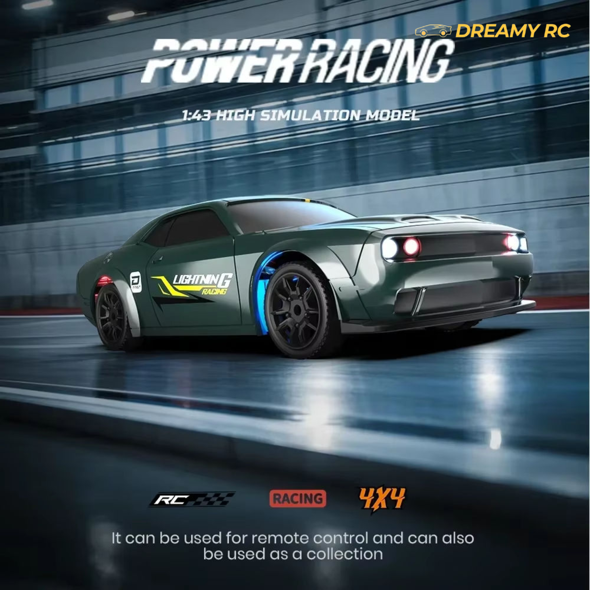1:43 Scale Metal RC Drift Car – Mini Remote Control Racing Car with LED Lights