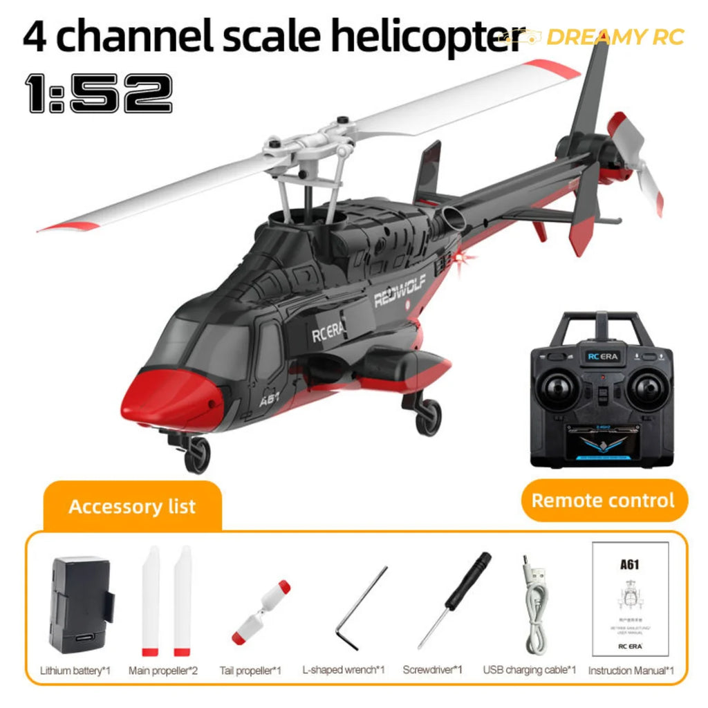 1:53 Scale Air-Wolf 4CH RC Helicopter – 6-Axis Gyro Electric Remote Control