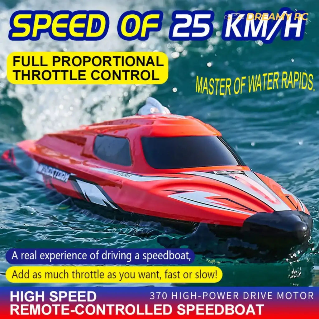 High-Speed Waterproof RC Boat – Electric Speedboat with Navigation Lights