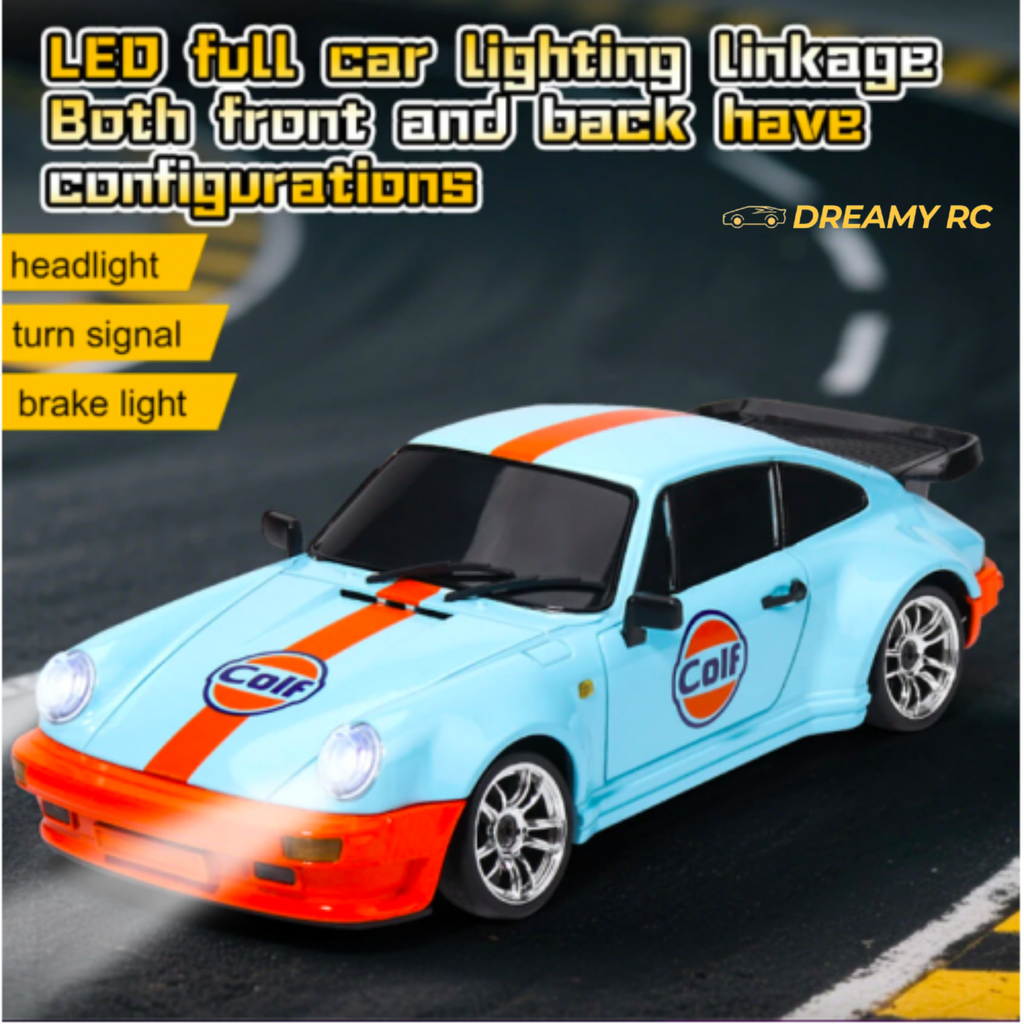 LDRC 1898 1:18 Scale RWD Drift RC Car – Full Proportional Alloy Racing Car with Gyro & LED Lights