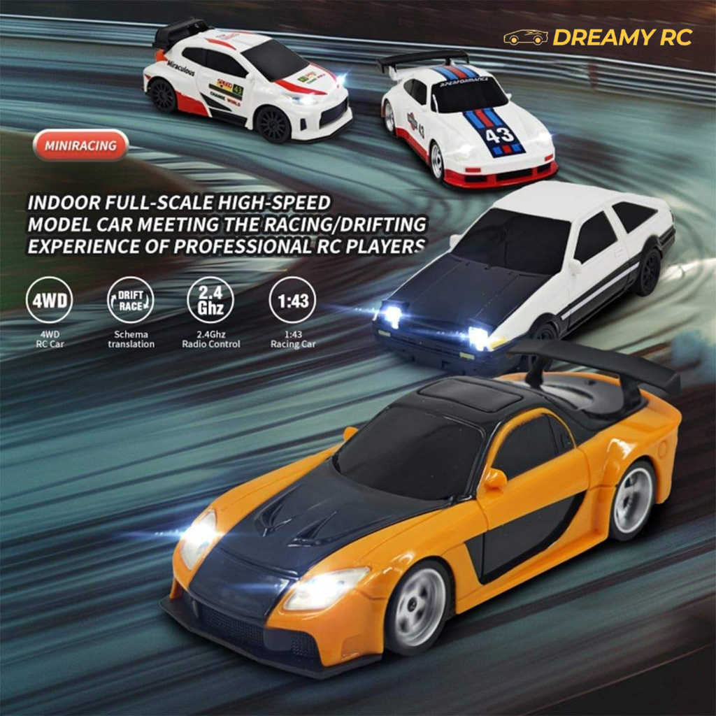 1:43 Scale 4WD Mini RC Drift Car with LED Lights
