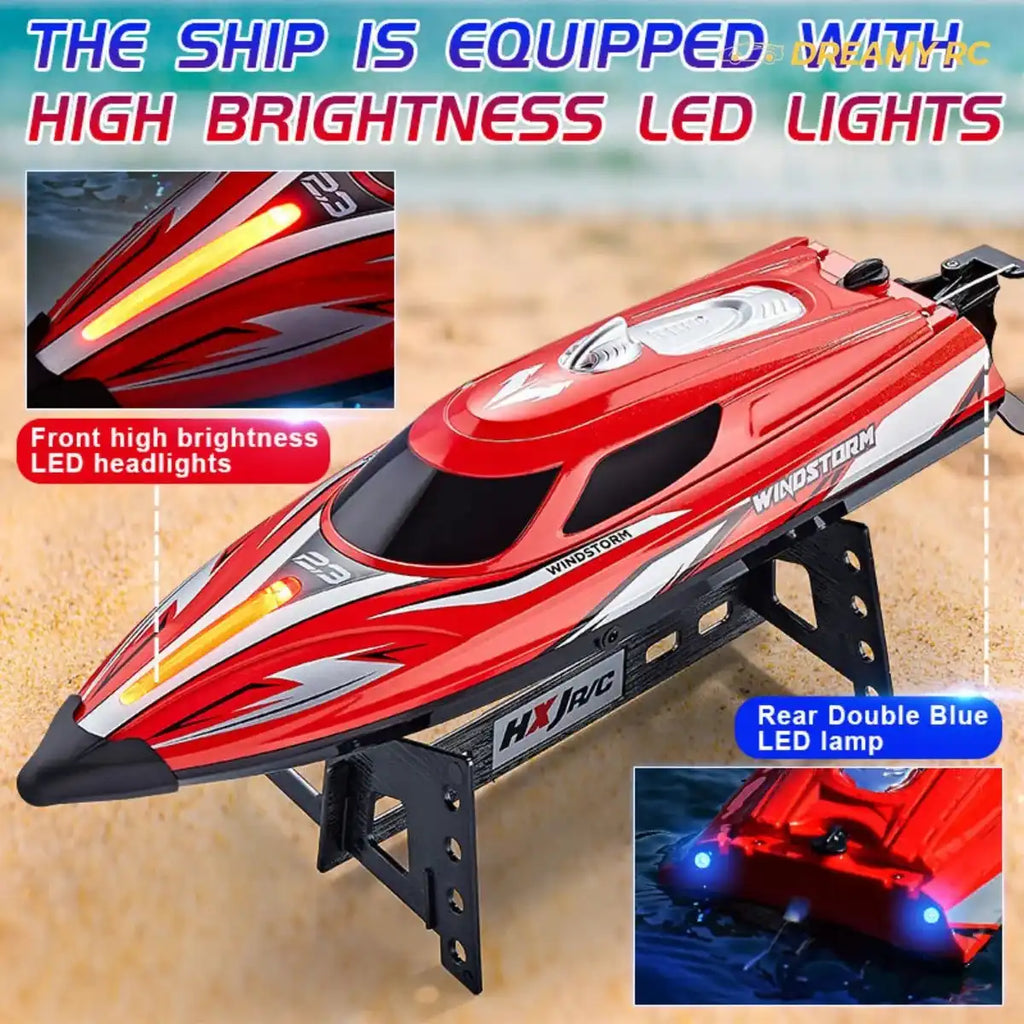 High-Speed Waterproof RC Boat – Electric Speedboat with Navigation Lights