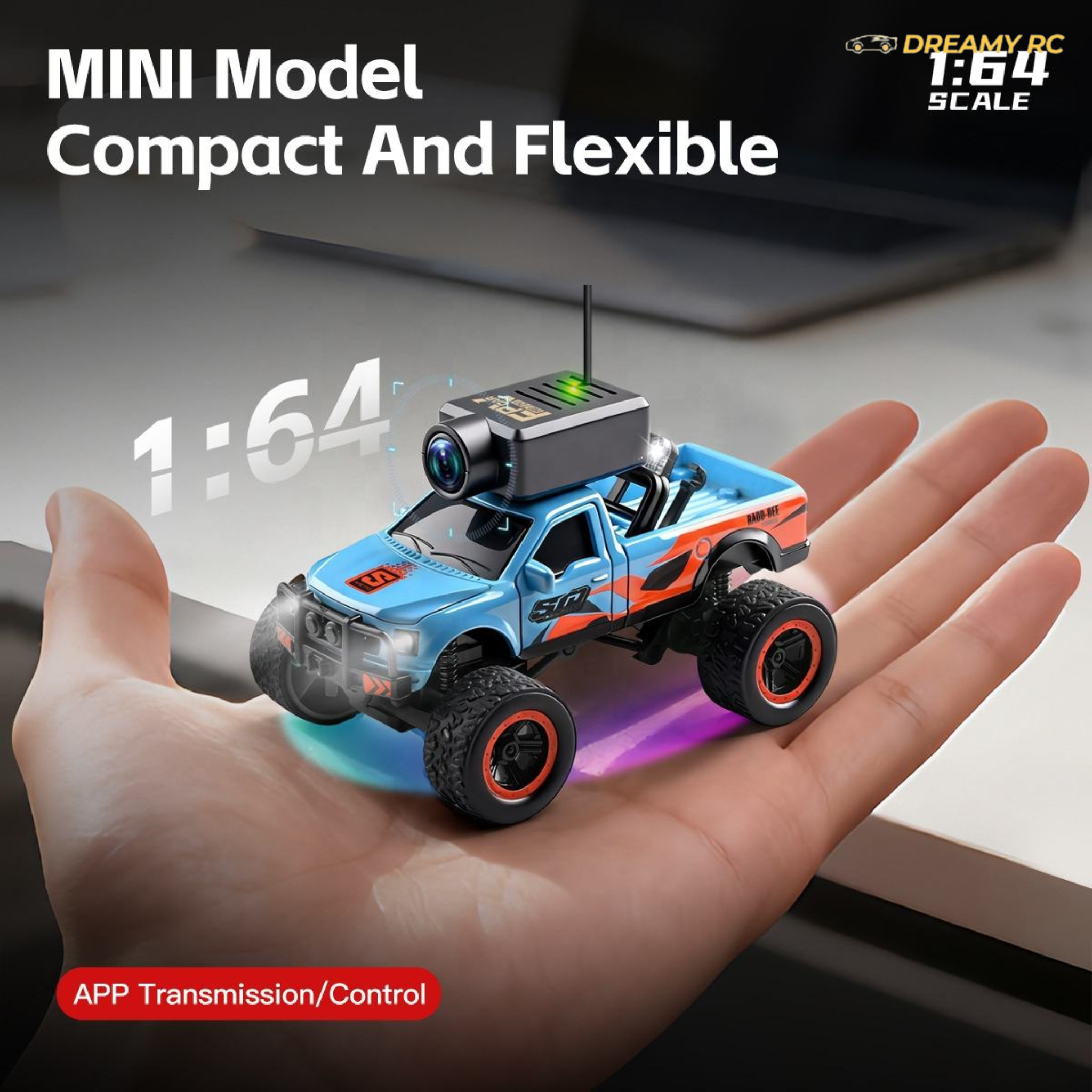 1:64 FPV Mini RC Car with HD Camera & App Control – Micro Off-Road Remote Control Car