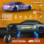 1:43 Scale Metal RC Drift Car – Mini Remote Control Racing Car with LED Lights