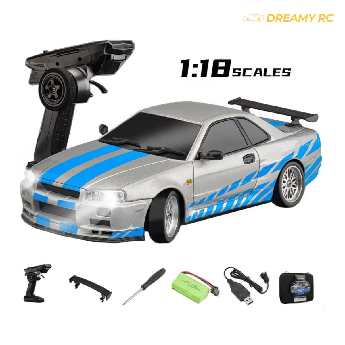 1:18 Scale Hobby Grade Drift RC Car with GYRO – High-Speed Remote Control Racing Car