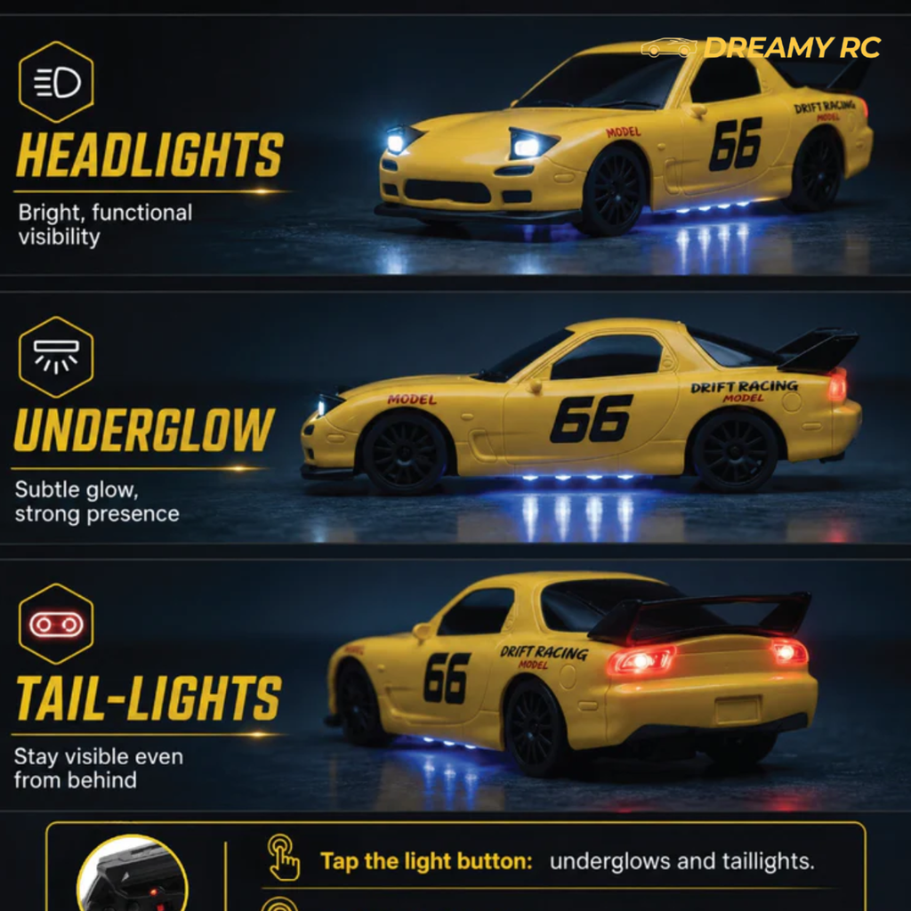 4WD RC Drift Car – High-Speed Remote Control Racing Car with LED Lights