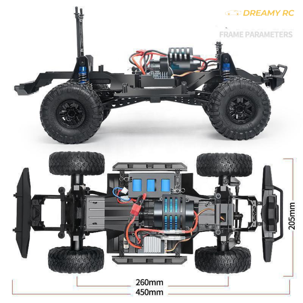 1:10 Scale 4WD RC Rock Crawler – Off-Road Remote Control Car with LED Lights