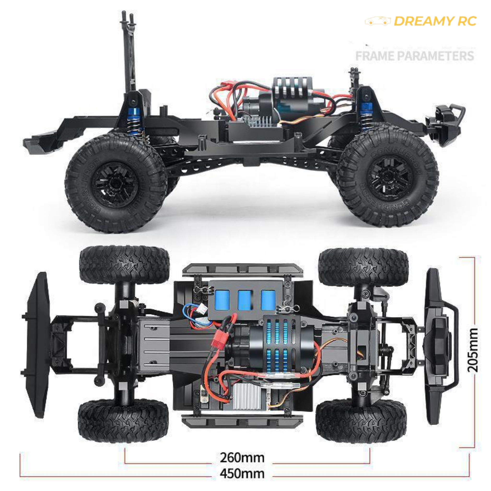 1:10 Scale 4WD RC Rock Crawler – Off-Road Remote Control Car with LED Lights