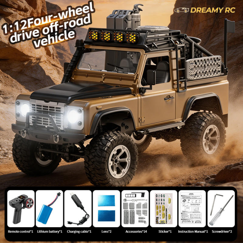 1:12 Scale 4WD Rock Crawler RC Car with LED Lights – Off-Road Remote Control Vehicle