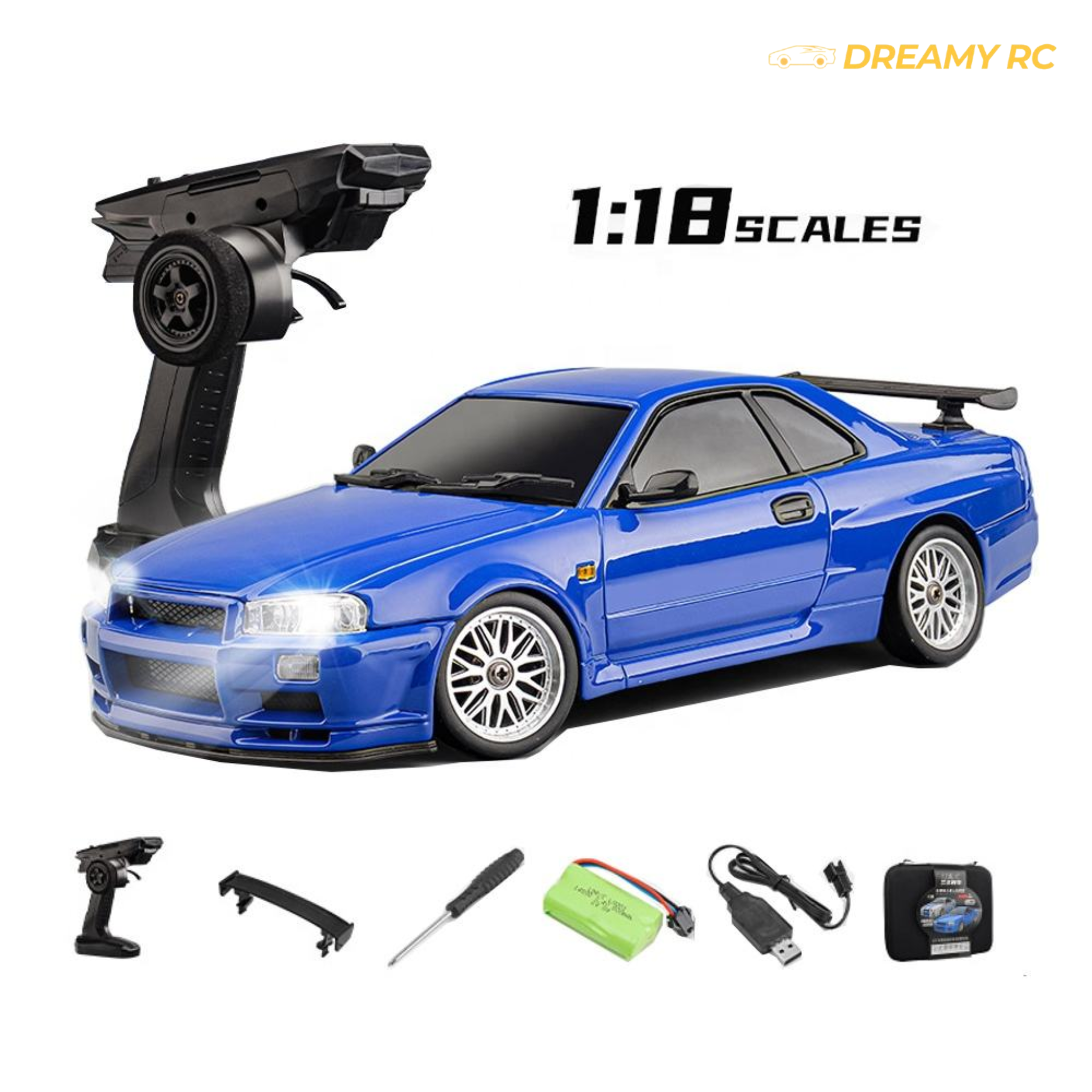 1:18 Scale Hobby Grade Drift RC Car with GYRO – High-Speed Remote Control Racing Car