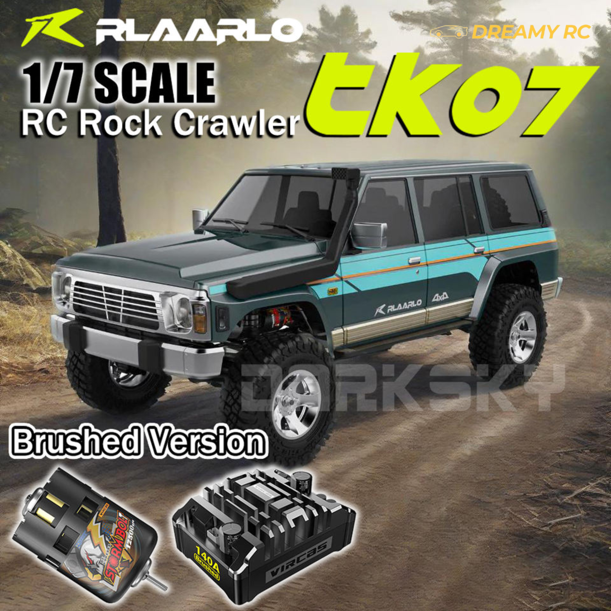 RLAARLO TK07 1:7 Scale RTR Rock Crawler RC Car – Metal 4WD Off-Road Electric Vehicle