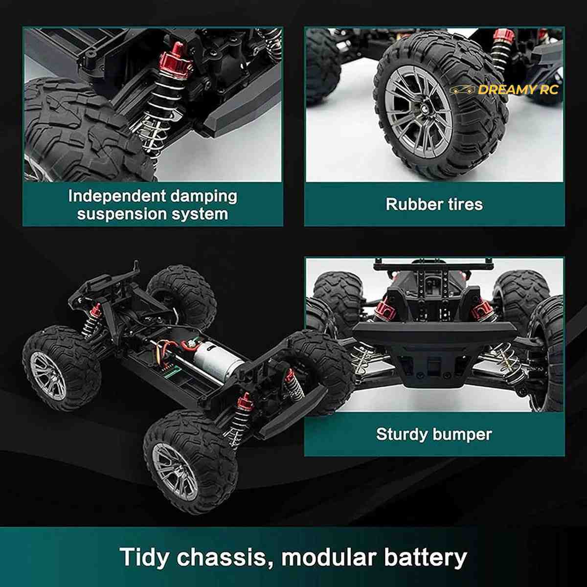 HOSHI N416 1:16 4WD RC Monster Truck — 33+ km/h, Splash-Proof (RTR) image 4