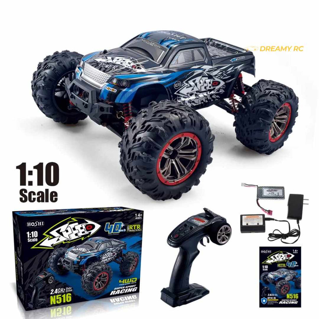 HOSHI N516 1:10 4WD RC Monster Truck — 46+ km/h, Dual Motor, IPX6 (RTR) image 3