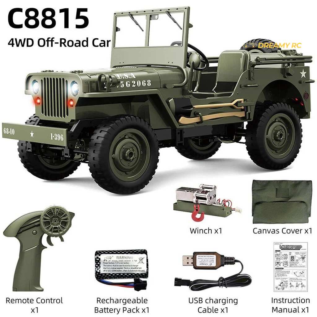 JJRC C8815 1:10 Willys Military Jeep RC Crawler